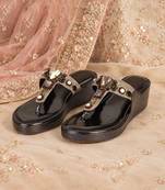 Black synthetic kolhapuri heels