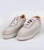 White synthetic beaded casual shoes