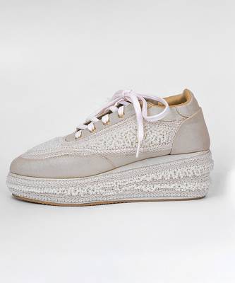 White synthetic beaded casual shoes 2