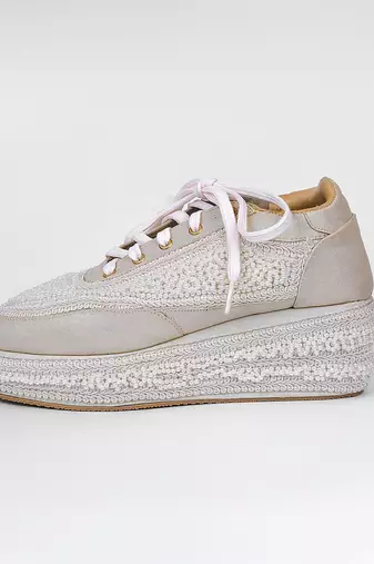 White synthetic beaded casual shoes