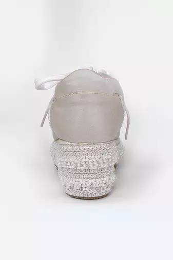 White synthetic beaded casual shoes