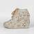 Gold synthetic embroidered casual shoes