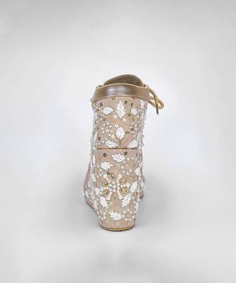 Gold synthetic embroidered casual shoes 3