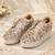 Gold synthetic embroidered casual shoes