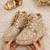 Gold synthetic embroidered casual shoes