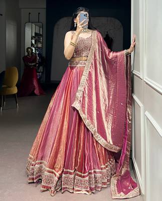 Women's Metallic Silk Embroidered Semi-Stitched Lehenga Choli with Dupatta 1