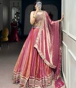 Women's Metallic Silk Embroidered Semi-Stitched Lehenga Choli with Dupatta