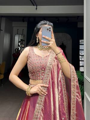 Women's Metallic Silk Embroidered Semi-Stitched Lehenga Choli with Dupatta 2