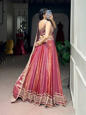 Women's Metallic Silk Embroidered Semi-Stitched Lehenga Choli with Dupatta 3