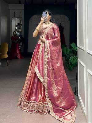 Women's Metallic Silk Embroidered Semi-Stitched Lehenga Choli with Dupatta 4