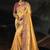 mustard madhurai silk blend saree with jari thread cut dana and moti heavy hand work