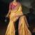mustard madhurai silk blend saree with jari thread cut dana and moti heavy hand work