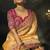 mustard madhurai silk blend saree with jari thread cut dana and moti heavy hand work