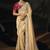 cream kanjivaram jacquard saree with jari sequence moti and cut dana heavy hand work