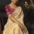 cream kanjivaram jacquard saree with jari sequence moti and cut dana heavy hand work