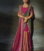rani kanchipuram silk blend saree with jari thread moti cut dana heavy hand work and 1 extra dupatta