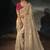 chiku kanjivaram saree with jari thread moti and cut dana heavy hand work