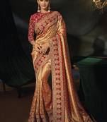 red sabyasachi cloth saree with jari & sequence heavy hand work
