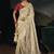 cream kanjivaram saree with jari thread moti cut dana and moti heavy hand work