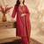 Maroon embroidered silk blend kurta trouser dupatta set