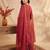 Maroon embroidered silk blend kurta trouser dupatta set