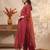Maroon embroidered silk blend kurta trouser dupatta set
