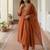 Orange embroidered silk blend kurta trouser dupatta set