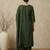Green embroidered silk blend kurta trouser dupatta set