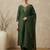Green embroidered silk blend kurta trouser dupatta set