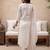 White embroidered silk blend kurta trouser dupatta set
