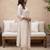 White embroidered silk blend kurta trouser dupatta set