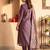 Mauve embroidered silk blend kurta trouser dupatta set