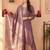 Mauve embroidered silk blend kurta trouser dupatta set