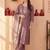 Mauve embroidered silk blend kurta trouser dupatta set