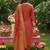 Orange embroidered silk blend kurta trouser dupatta set