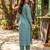Sea green embroidered silk blend kurta trouser dupatta set