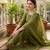 Green embroidered silk blend kurta trouser dupatta set