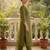 Green embroidered silk blend kurta trouser dupatta set