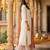 White embroidered silk blend kurta trouser dupatta set