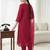 Pink embroidered silk blend kurta trouser dupatta set