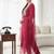 Pink embroidered silk blend kurta trouser dupatta set