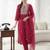 Pink embroidered silk blend kurta trouser dupatta set