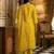 Yellow embroidered silk blend kurta trouser dupatta set
