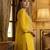 Yellow embroidered silk blend kurta trouser dupatta set