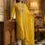 Yellow embroidered silk blend kurta trouser dupatta set