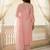 Pink embroidered silk blend kurta trouser dupatta set