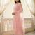 Pink embroidered silk blend kurta trouser dupatta set