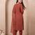 Orange embroidered silk blend kurta trouser dupatta set