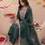 Green embroidered liva kurta trouser dupatta set
