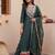 Green embroidered liva kurta trouser dupatta set